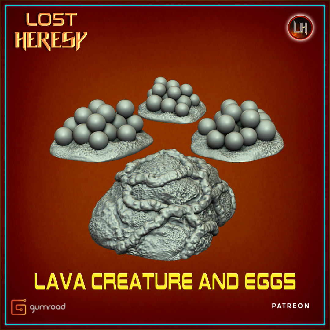 Lava creature and eggs